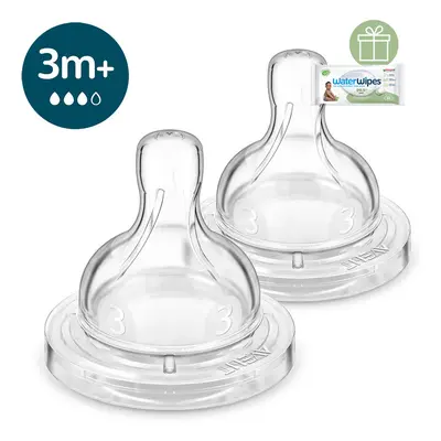 PHILIPS AVENT - Antikolikus etetőcumi közepes átfolyású 3hó+ 2db+WW Soapberry 60db