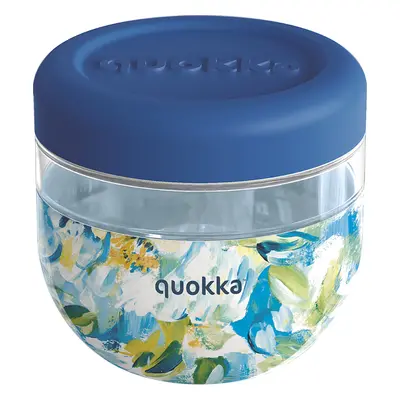 QUOKKA - Műanyag ételtartó Bubble Blue Peonies 770 ml