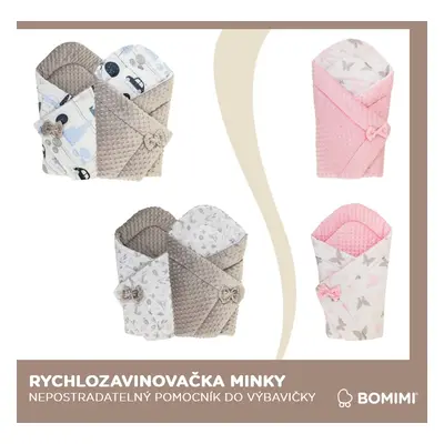 BOMIMI - Minky Animals fordítható kendő, bézs színű