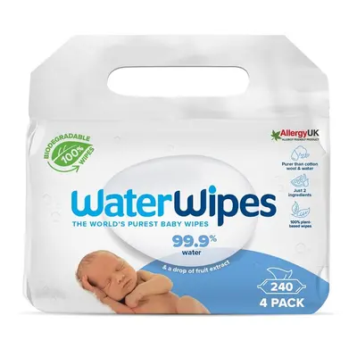 WATERWIPES - 4x 100%-ban biológiailag lebomló törlőkendő 60db