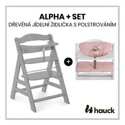 HAUCK - Alpha+ szett 2in1 fából készült szék, grey + huzat Sweety