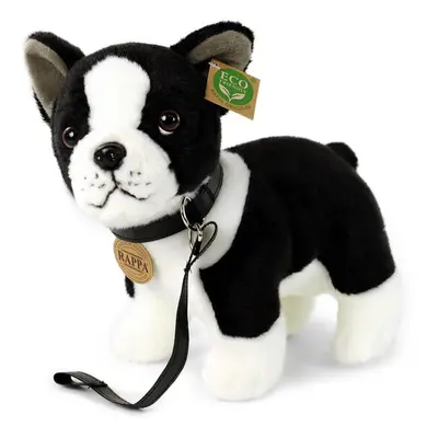 RAPPA - Plüss kutya Boston terrier pórázzal áll 23 cm ECO-FRIENDLY