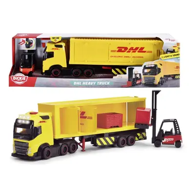 DICKIE - DHL Teherautó Volvo FH 16 emelővillás targoncával, 35 cm