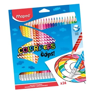 MAPED - "COLOR'PEPS OOPS" háromszög alakú zsírkréták radírral 24 db-os készletben