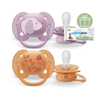 PHILIPS AVENT - Ultrasoft Premium állatos cumi 6-18 hó lány 2 db+WW Soapberry 60 db