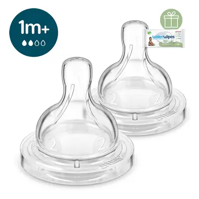 PHILIPS AVENT - Antikolikus etetőcumi lassú átfolyású 1hó+ 2db+WW Soapberry 60db