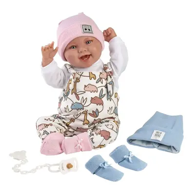 LLORENS - 84481 NEW BORN 2 az 1-ben - valósághű baba hangokkal és puha textil testtel - 44 cm