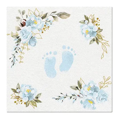 PAW - Törlőkendő AIRLAID 40x40 cm Baby Feet light blue