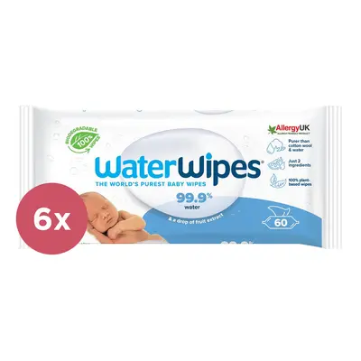 WATERWIPES - 6x Műanyagmentes nedves törlőkendő 60 db ( 360 db )