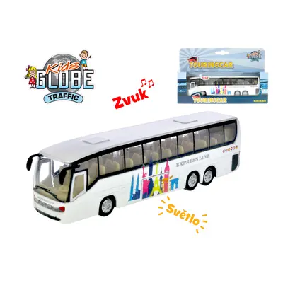 MIKRO TRADING - Kids Globe Traffic busz 19cm elemes fém tolatóbusz 19cm fény- és hangjelzéssel d