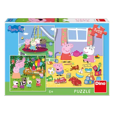 DINO - Peppa Pig a vakáción 3X55 cm-es puzzle