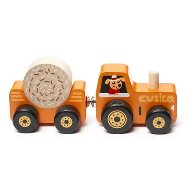 CUBIKA - 15351 vontatóval felszerelt traktor - fa puzzle, mágneses 3 rész