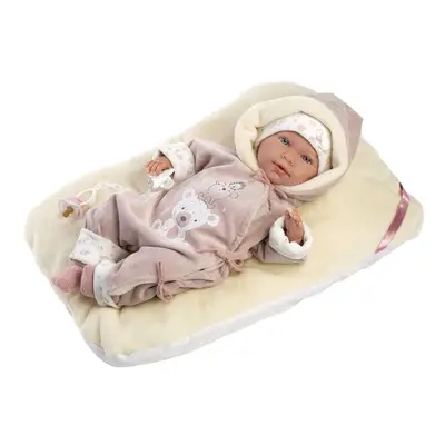 LLORENS - 74106 NEW BORN - valósághű baba hangokkal és puha textil testtel - 42 cm