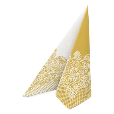 PAW – Törlőkendő AIRLAID 40x40 cm - Reverse Royal Lace gold-white