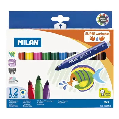 MILAN - 7,5 mm-es MAXI kerek filctollak - 12 darabos készlet