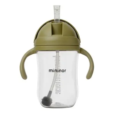 MININOR - Szívószálas Tritan üveg 330 ml Moss zöld