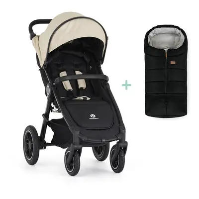 PETITE&MARS - Sport babakocsi Street2 Air Black Sahara Beige + lábzsák Jibot INGYENES