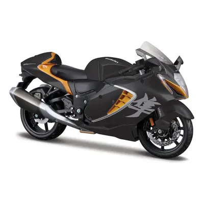 MAISTO - Motorkerékpár állvánnyal, Suzuki Hayabusa 2022, fekete-narancs, 1:12