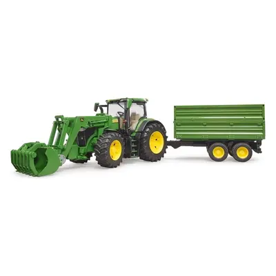 BRUDER - John Deere traktor homlokrakodóval és billenő pótkocsival