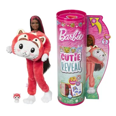 MATTEL - Barbie Cutie Reveal Barbie Jelmezben - Cica Pirosban Panda jelmezek