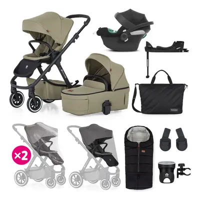 PETITE&MARS - ICON 2 az 1-ben kombinált babakocsi Mossy Green XXL AIR + CYBEX Aton B2 i-Size + b