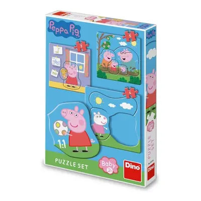 DINO - Peppa Pig - Családi 3-5 baba puzzle készlet