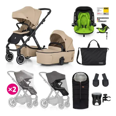 PETITE&MARS - Kombinált babakocsi ICON 2 az 1-ben Mocha Beige XXL AIR + KIDDY Evoluna i-size 2 +