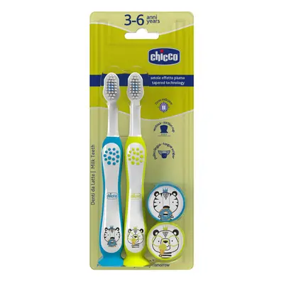 CHICCO - Gyermek fogkefeszett Tiger-Panda 3-6 év, 2 darab