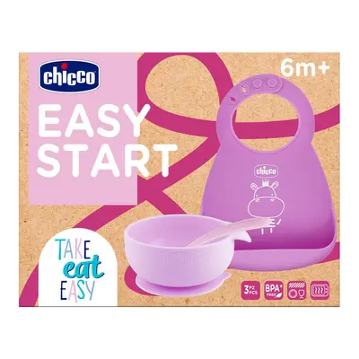 CHICCO - Szilikon étkészlet – pink, 6m+