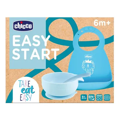 CHICCO - Szilikon étkészlet – blue, 6m+