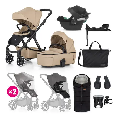 PETITE&MARS - ICON 2 az 1-ben kombinált babakocsi Mocha Beige XXL AIR + CYBEX Aton B2 i-Size + b