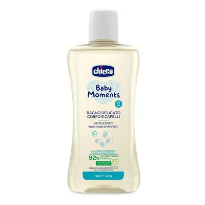 CHICCO - Baby Moments Gyengéd haj- és testápoló sampon 92 % természetes összetevőkből 200 ml