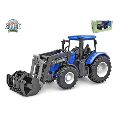 MIKRO TRADING - Kids Globe traktor kék elülső rakodóval szabadon futó 27cm dobozban