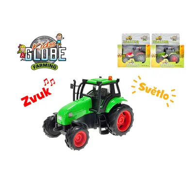 MIKRO TRADING - Kids Globe Farming traktor kov 11cm na zotrvačník na batérie so svetlom a zvukom