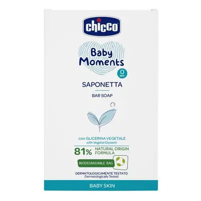 CHICCO - Szilárd kéziszappan növényi glicerinnel Baby Moments 81 % természetes összetevőkkel 100