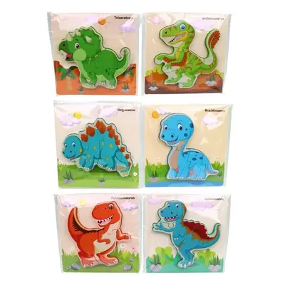 MADE - Fa puzzle dinoszauruszokkal, 15 x 15 cm