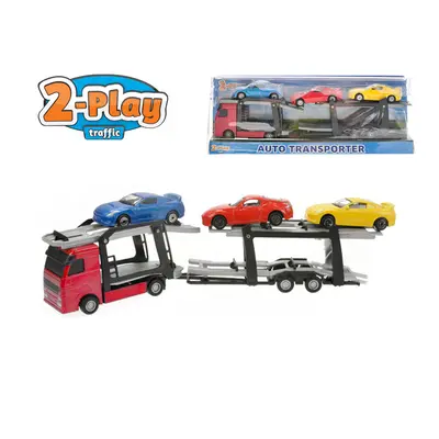 MIKRO TRADING - 2-Play Traffic autószállító fém 26cm 1:60 + 3autó dobozban