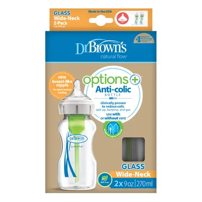 DR.BROWNS - Antikolikus cumisüveg Options+ széles nyakú 2x270ml üveg (WB92700)