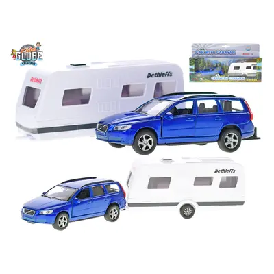 MIKRO TRADING - Kids Globe Traffic Volvo V70 fém lakókocsival 30cm hátramenethez dobozban