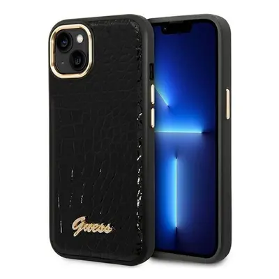 Guess Croco Collection Apple iPhone 14 Plus hátlap tok, fekete