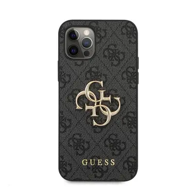 Guess PU 4G Metal Logo Apple iPhone 12 Pro Max hátlap tok, szürke