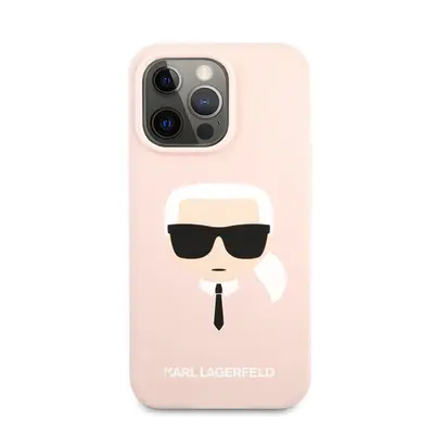 Karl Lagerfeld Head Liquid szilikon hátlap tok Apple iPhone 13 Pro Max, rózsaszín