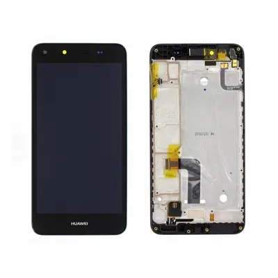 Huawei Y6 II Compact kompatibilis LCD modul kerettel, OEM jellegű, fekete, Grade S+