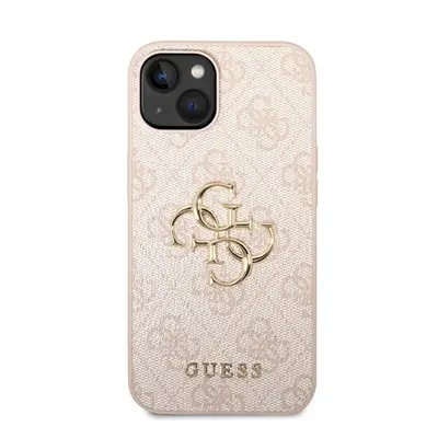 Guess PU 4G Metal Logo Apple iPhone 14 Plus hátlap tok, rózsaszín