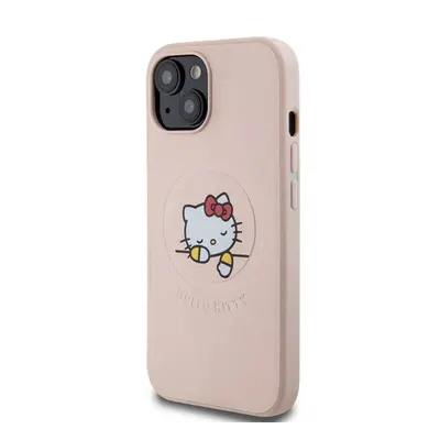 Hello Kitty PU Kitty Asleep Logo Apple iPhone 15 Magsafe hátlap tok, rózsaszín