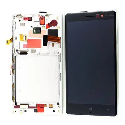 Nokia Lumia 830 kompatibilis LCD modul kerettel, OEM jellegű, ezüst, Grade S+