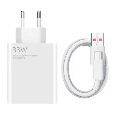 Xiaomi MDY-14-EL gyári hálózati töltő adapter USB + Type-C kábel, 33W, fehér, ECO csomagolásban