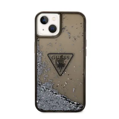 Guess Liquid Glitter Triangle Logo Apple iPhone 14 hátlap tok, fekete