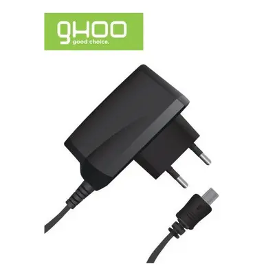 Ghoo hálózati töltő miniUSB, 1A, fekete