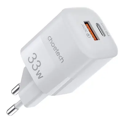 Choetech hálózati töltő adapter 2xUSB, 33W, fehér